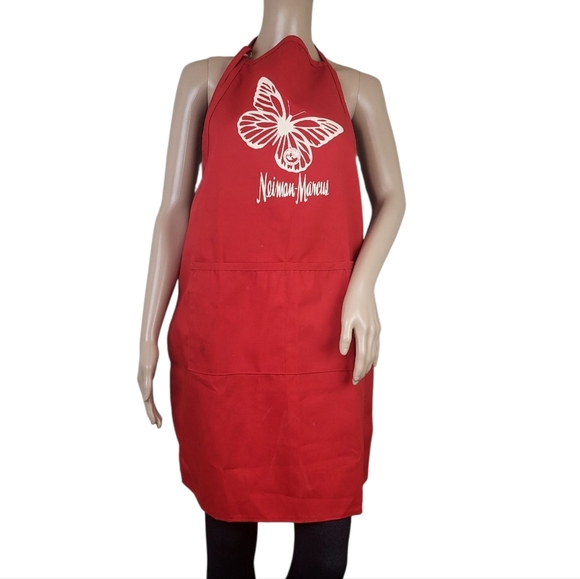 Neiman Marcus Red Apron Butterfly Motif - Picture 1 of 2